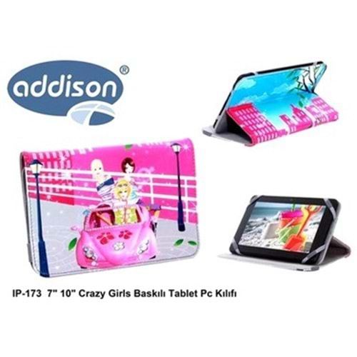Addison IP-173 10 Crazy Girls Baskılı Tablet Pc Kılıfı