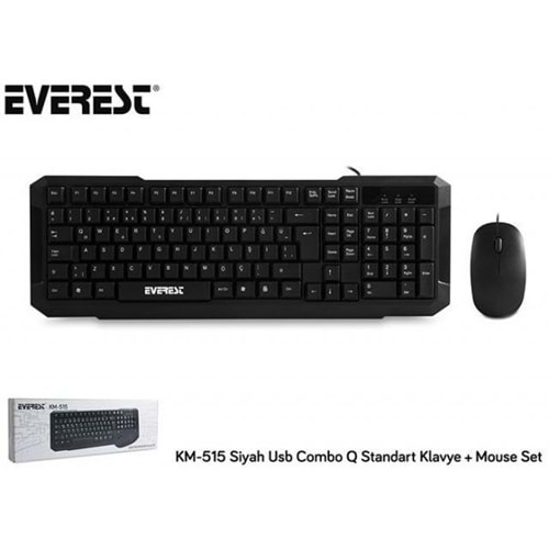 Everest KM-515 Siyah Usb Combo Q Standart Klavye + Mouse Set