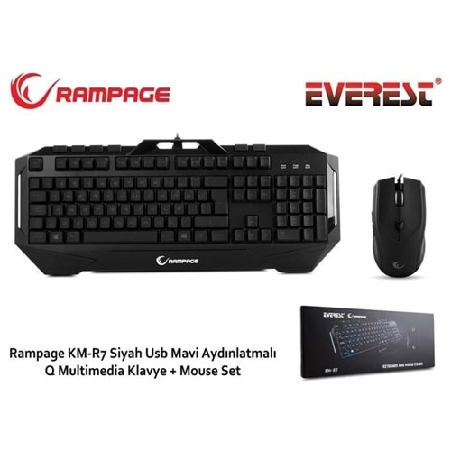 Everest Rampage KM-R7 Aydınlatmalı Oyuncu Q Klavye + Mouse Set