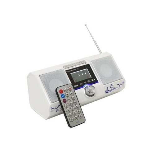 Mikado MD-805FM Beyaz Usb+SD+Fm LCD Ekran Müzik Kutusu BATARYASI BİTİK!!