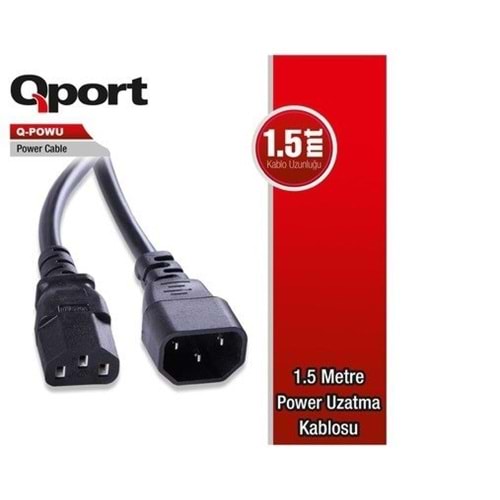 Qport Q-Powu Power Kablo Uzatıcı - 1.5Mt Erkek Dişi Uç Power Extension