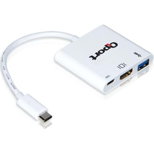 QPORT Q-TH03 TYPE-C TO HDMI 4K(3840*2160) +USB 3.0+TYPE-C (F) 4K ÇEVİRİCİ CONVERTER