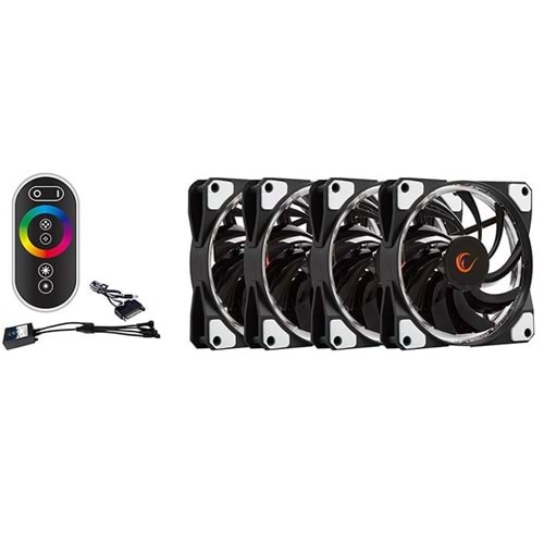 Rampage RB-K6 120*120*25mm RGB Kumandalı 4lü Kasa Fan Seti