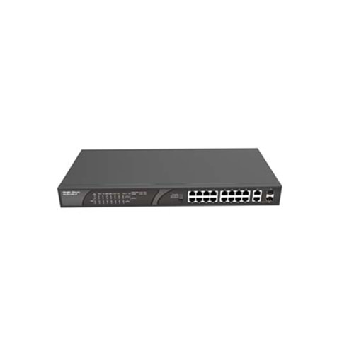 Reyee RG-ES118S-LP 16 Portlu, 10/100 F ast Ethernet, Tak Ç alıştır, 2 Gigabit C ombo Port, 16 Port PoE+ (120W)