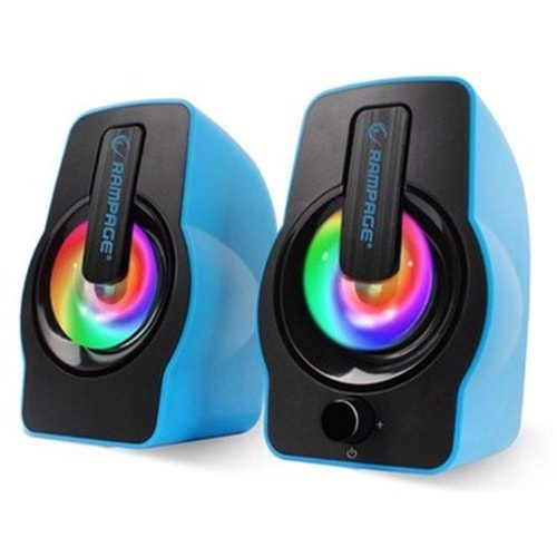Rampage RMS-G7 FALSETTO 2.0 6 Watt RGB Ledli Mavi Multimedia Gaming USB Speaker