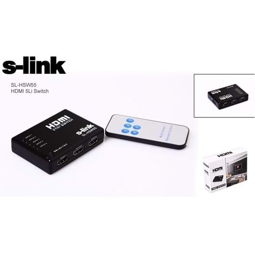 S-Link SL-HSW55 HDMI IR Kontrollü Kumandalı 5 Çıkışlı Hd Switch