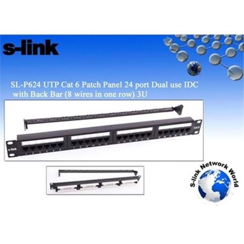 S-Link SL-F624 24 Lü UTP CAT6 Patch Panel