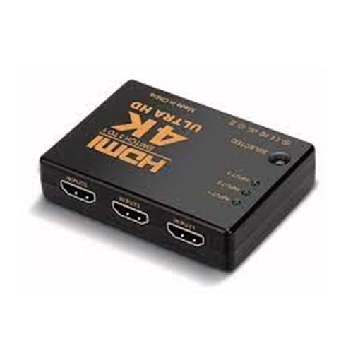 3 Giriş 1 Çıkış Hdmi Switch S-link SL-HSW4K33 Hdmi 3 to 1 Kumandalı Adaptör Destekli
