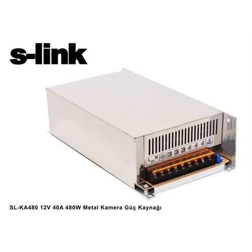 S-link SL-KA480 12V 40A 480W Metal Kamera Güç Kaynağı