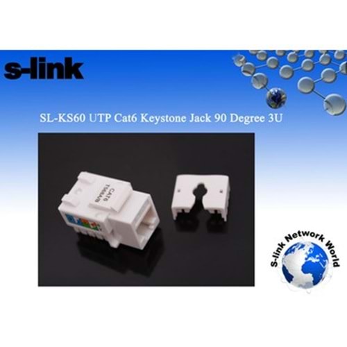 S-link SL-KS60 UTP CAT6 Keystone Jack3U 90 Der