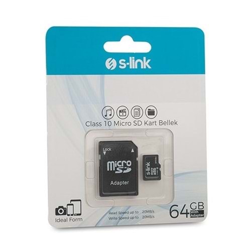 S-link 64GB Micro SD Kart - S-link SL-MC64 64GB Class10 Micro SD Kart Bellek