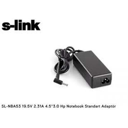 S-link SL-NBA53 Hp Notebook Adaptör 19.5V 2.31A 4.5*3.0 Mavi İğneli Uçlu