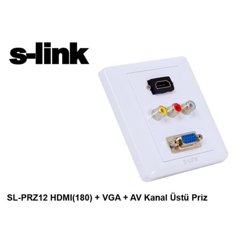 S-link SL-PRZ12 HDMI(180) + VGA + AV Kanal Üstü Priz