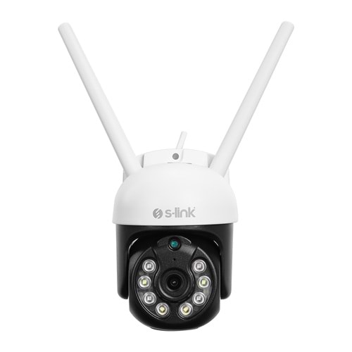 S-link SL-PTZ01 Siyah/Beyaz 3MP Lens 2.8mm Hareket algılamalı Smart PTZ Dome TF Kart Dual Band Wifi IP Kamera Tuya