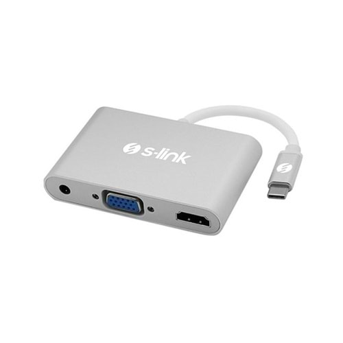Type C to Hdmi Vga 3.5mm Jack Çevirici S-link SL-USB-C58 USB3.1