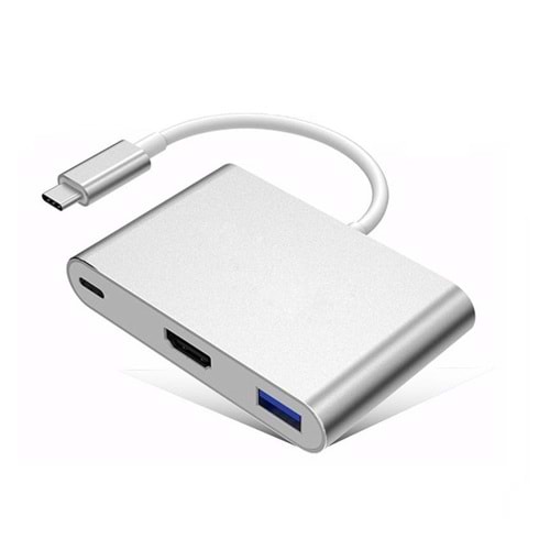 S-link SL-USB-C68 Type-C to Hdmi + Usb 3.0 + C Type Usb 3.1 Adaptör