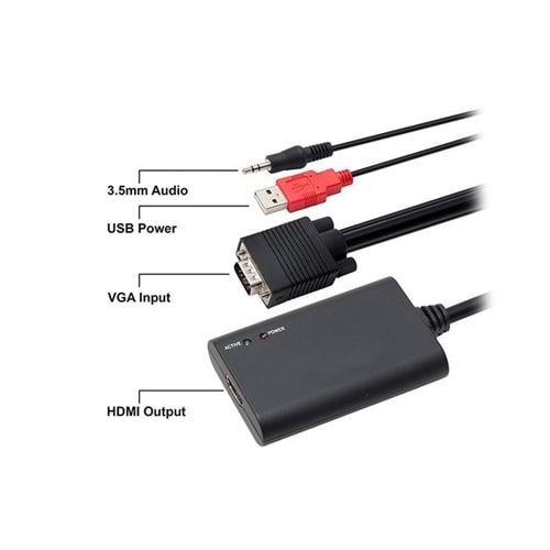 S-link SL-VHC20 Vga to Hdmi Çevirici Adaptör...Analog Görüntü ve Ses Sinyalini Yüksek Çözünürlüklü Dijital Görüntü ve Ses Sinyaline Çeviren Kolay Taşınabilir Portatif Çevirici