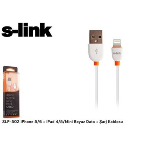 S-link SLP-502 iPhone 5/6 + iPad 4/5/Mini Beyaz Data + Şarj Kablosu