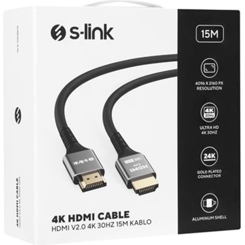 S-link SLX-HD4K30 19+1 HDMI to HDMI 30M Metal v2.0 4K (4096*2160) 30Hz Kablo