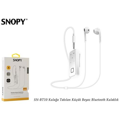 Snopy SN-BT10 Kulağa Takılan Küçük Beyaz Bluetooth Kulaklık (Kablolu)