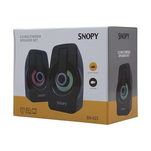 Snopy SN-X23 2.0 Multimedia RGB Işıklı 3W*2 Siyah/Yeşil USB Speaker