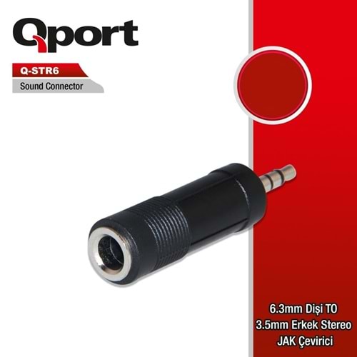 Q-STR6 6,3MM DİŞİ TO 3,5 MM ERKEK STEREO ÇEVİRİCİ ADAPTÖR JACK
