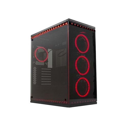 Rampage TEMPER PRO V5 4*Tempered Glass Siyah 4*RGB Fan 2*Usb3 2*Usb1 6*RGB Şerit Gaming Kasa