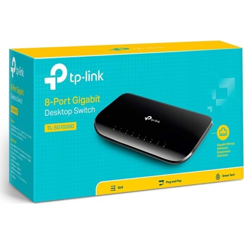 Tp-Link TL-SG1008D 8 Port Gigabit Switch - 10/100/1000Mbps % 60 Enerji Tasarruflu Switch