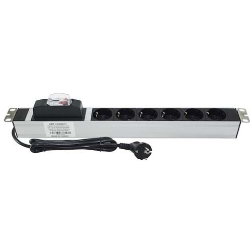 Ttech Kabin içi Sigortalı 6’lı PDU - Sigortalı 6 lı 19Alüminyum Priz