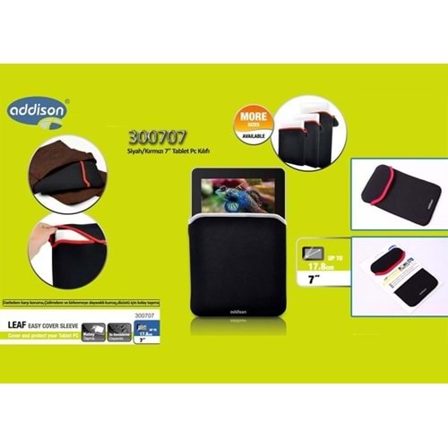 Addison 300707 Siyah/Kırmızı 7 Tablet Pc Kılıfı