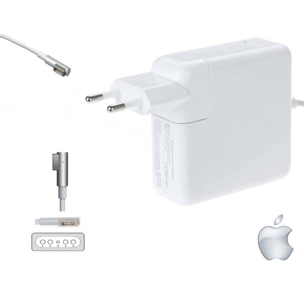 Compaxe CLAP-306 Apple Macbook Pro Şarj Aleti 85W MagSafe...Yüksek Verimli 18.5V 4.6A 85W Old L Type Konnektörlü Kolay Taşınabilir Tasarım Apple Şarj Adaptörü